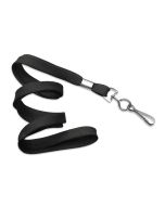 Flat black lanyards 10mm - metal hook (100 Pcs)