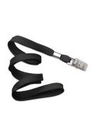 Flat black lanyards 10mm - clip bulldog (100 Pcs)