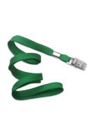 Flat green lanyards 10mm - clip bulldog (100 Pcs)