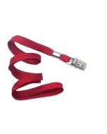 Flat red lanyards 10mm - clip bulldog (100 Pcs)