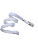 Flat white lanyards 10mm - clip bulldog (100 Pcs)