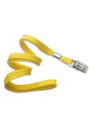 Flat yellow lanyards 10mm - clip bulldog (100 Pcs)