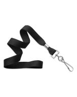 Flat black wavy lanyard 16mm with metal hook (100 Pcs)