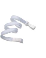 Flat white lanyards - release and plastic clip (100 Pcs)