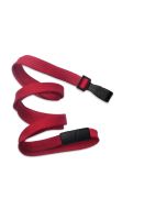 Flat red lanyards - release and plastic clip (100 Pcs)