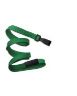 Flat green lanyards - release and plastic clip (100 Pcs)