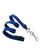 Flat blue royal lanyards - safety release and hook (100 Pcs)