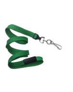 Flat green lanyards - safety release and hook (100 Pcs)