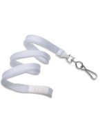 Flat white lanyards - safety release and hook (100 Pcs)