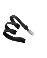 Flat black lanyards - release and clip bulldog (100 Pcs)