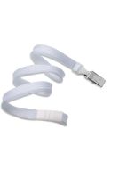 Flat white lanyards - release and clip bulldog (100 Pcs)
