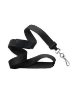 Flat black wavy lanyard with hook (100 Pcs)