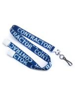 Flat blue lanyard with metal hook - Contractor