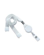 Flat white lanyards 16mm with reel (100 Pcs)