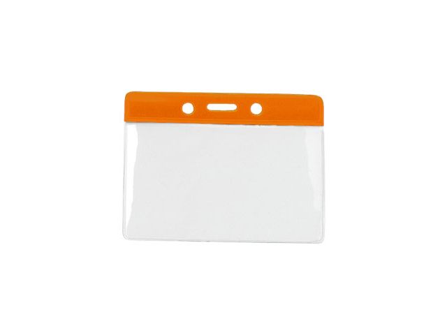 Vinyl badge holder with orange coloured top