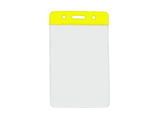 Vertical badge holder with yellow coloured top