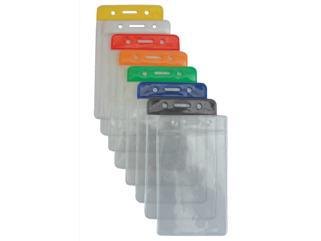 Vertical badge holder – transparent coloured top