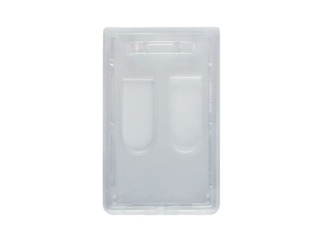 Vertical polycarbonate badge holder for 2 cards