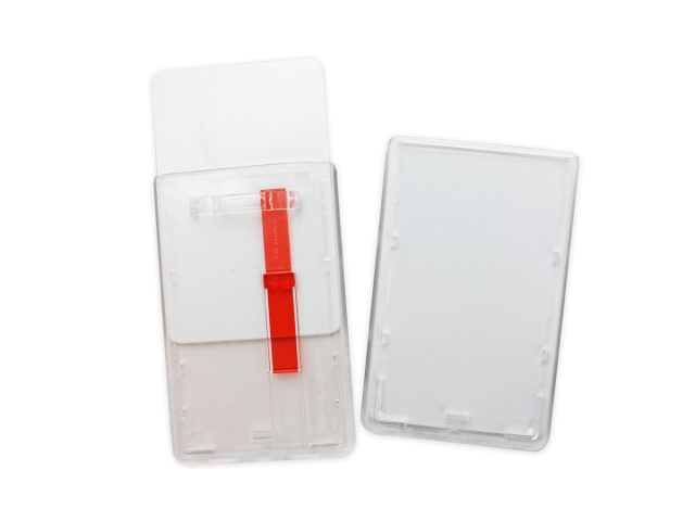 Red horizontal badge holder - slider