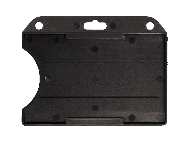 Black horizontal open badge holder in ABS