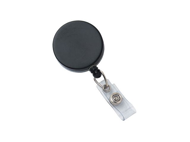 Black badge reel with steel wire