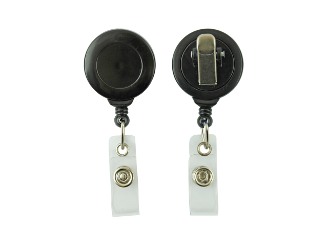 Black kink-proof badge reel with pin