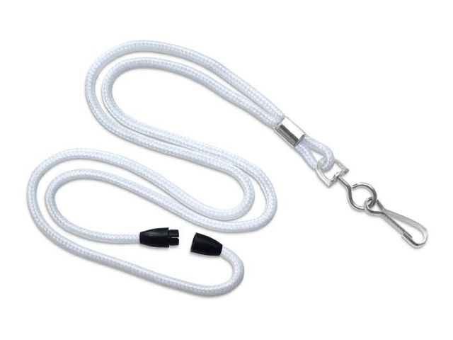 Tubular white lanyard 3mm with safety release