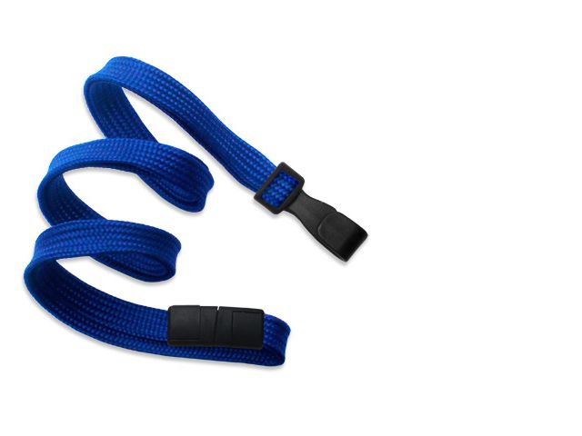 Flat blue royal lanyards - release and plastic clip