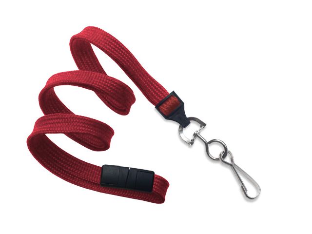 Flat red lanyards - safety release and hook