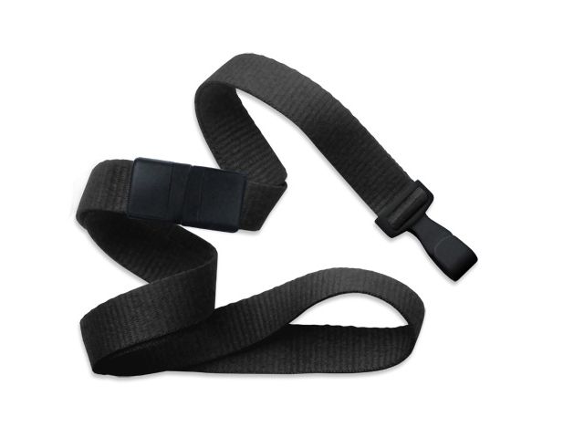 Flat black wavy lanyard with hook and clip