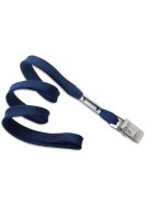 Flat blue navy lanyards 10mm - clip bulldog