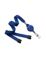 Flat blue royal wavy lanyard 16mm with reel