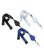 Flat lanyards 16mm with colour-matched reel (100 Pcs)