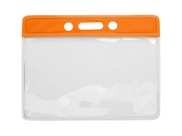 Vinyl badge holder with orange coloured top (100 Pcs)