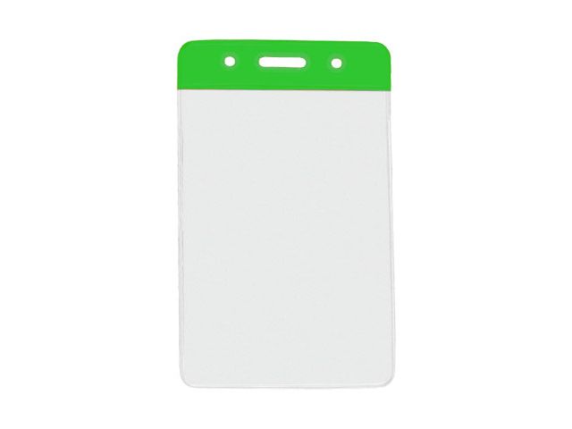 Vertical badge holder with green coloured top (100 Pcs)