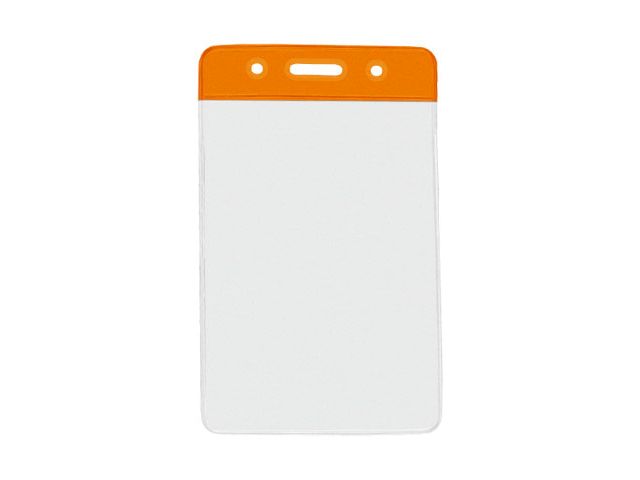 Vertical badge holder with orange coloured top (100 Pcs)