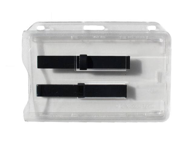 Black badge holder for 2 cards with slider (100 Pcs)