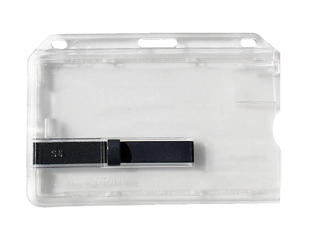Black horizontal badge holder - slider (100 Pcs)