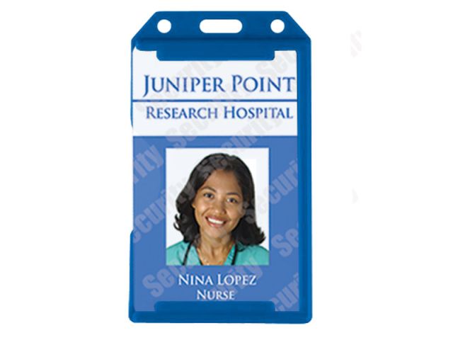 Blue open vertical badge holder in ABS (100 Pcs)
