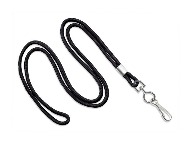 Tubular lanyards 3mm with metal hook - black (100 Pcs)