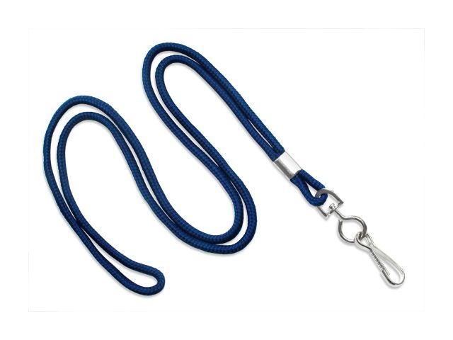 Tubular lanyards 3mm with metal hook - Blue navy (100 Pcs)