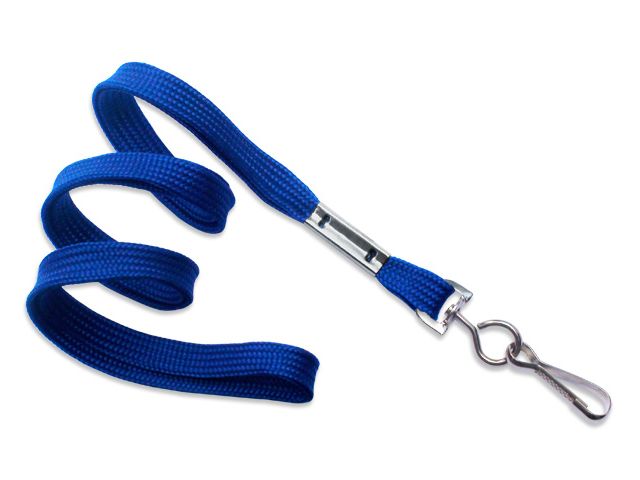 Flat blue royal lanyards 10mm - metal hook (100 Pcs)