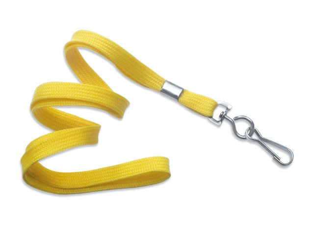 Flat yellow lanyards 10mm - metal hook (100 Pcs)