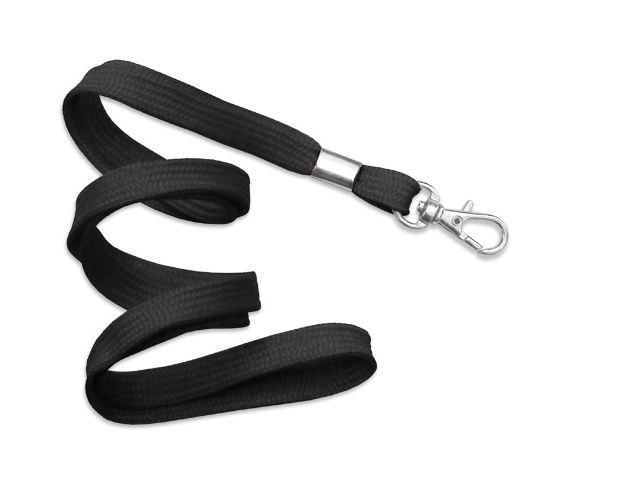 Flat black lanyards 10mm - snap hook (100 Pcs)