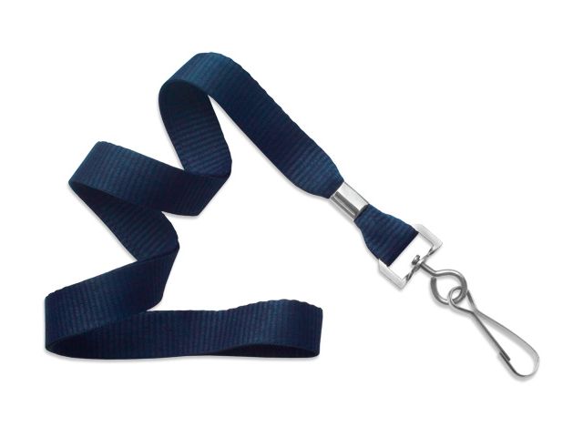 Flat blue navy wavy lanyard 16mm with hook (100 Pcs)