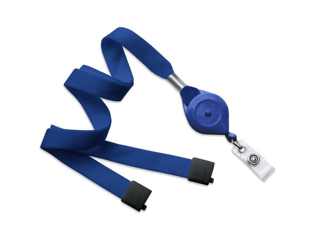 Flat blue royal wavy lanyard 16mm with reel