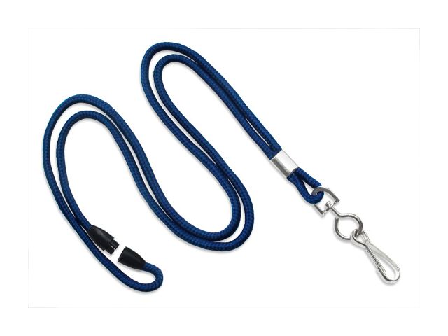 Tubular blu navy lanyard 3mm with safety release (100 Pcs)