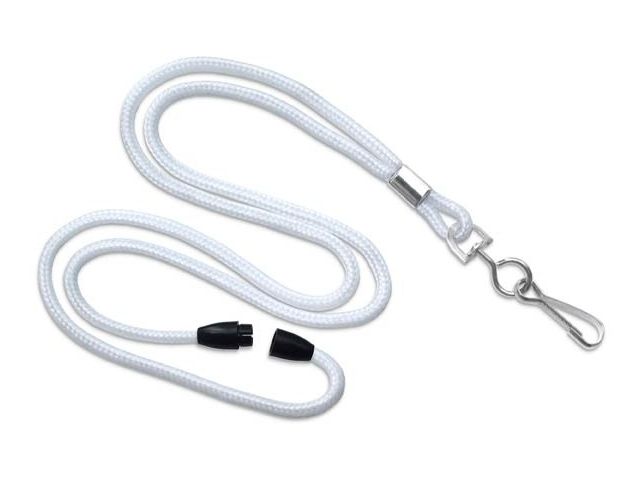 Tubular white lanyard 3mm with safety release (100 Pcs)