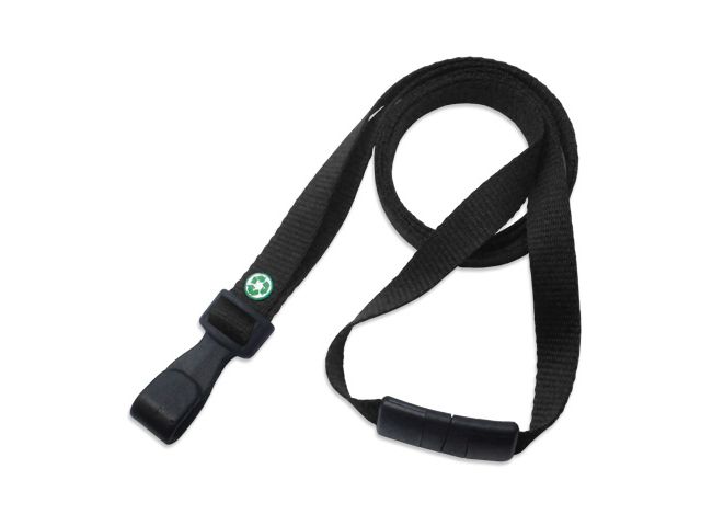 ECO lanyard in recycled PET 10mm Black (100 Pcs)
