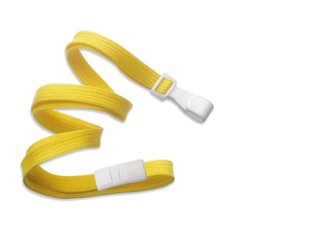 Flat yellow lanyards - release and plastic clip (100 Pcs)